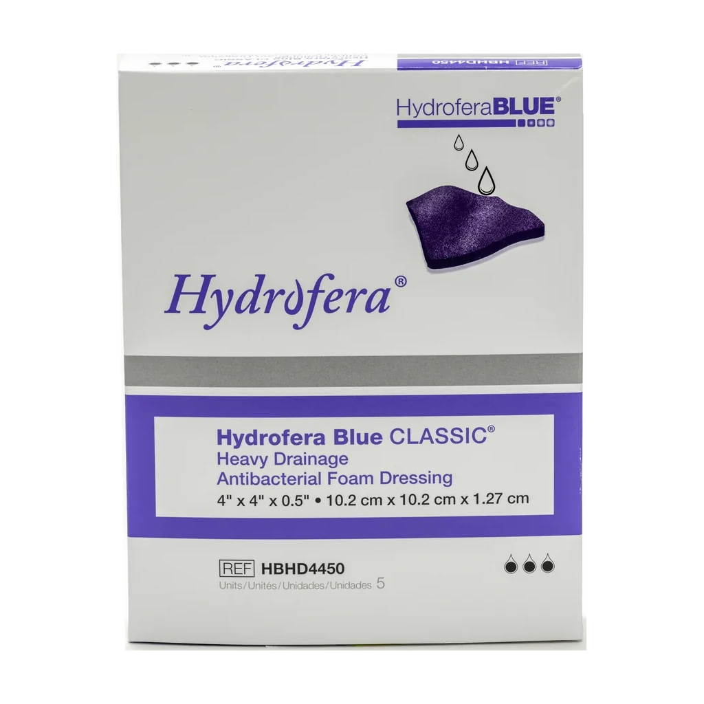 Hydrofera Blue CLASSIC Heavy Drainage product packaging box